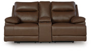 Vonryan - Power Reclining Loveseat With Console / Adj Headrest - Tobacco - R&R Furniture Gallery (Fountain Valley, CA)