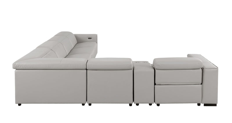 1208 - 7 Piece L-Shaped Leather Reclining Sectional With 3 Power Recliners