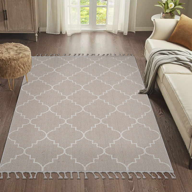 Guros - 8' X 10' Trellis Indoor / Outdoor Area Rug - Ivory - R&R Furniture Gallery (Fountain Valley, CA)