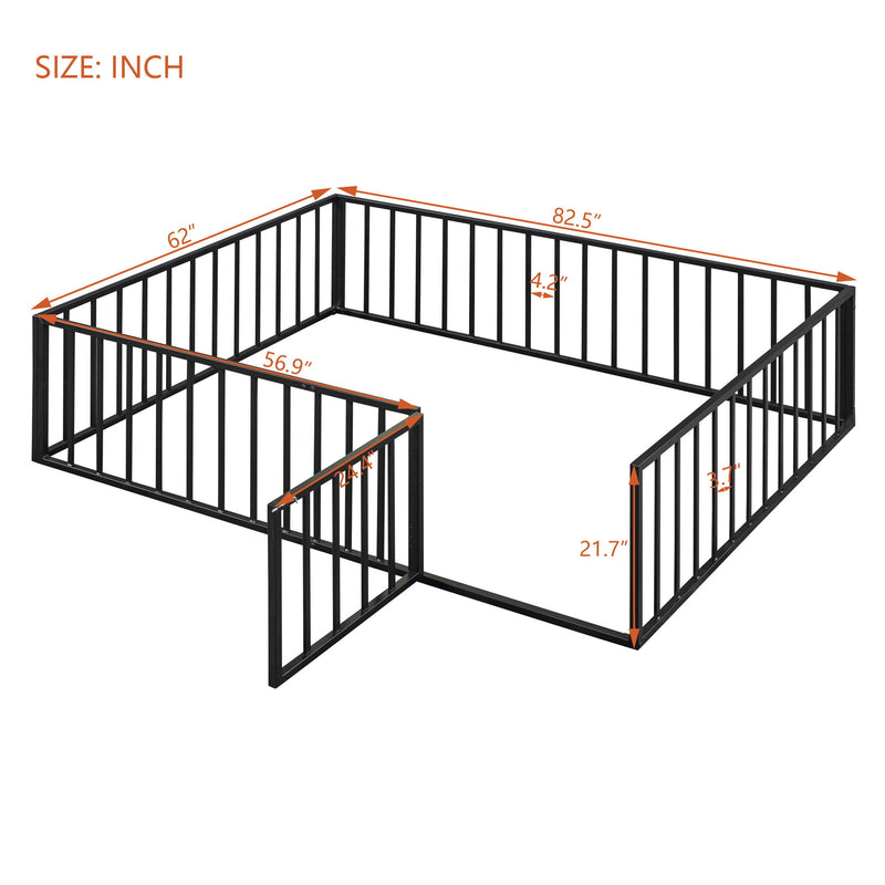 Metal Floor Bed Frame With Fence And Door - R&R Furniture Gallery (Fountain Valley, CA)