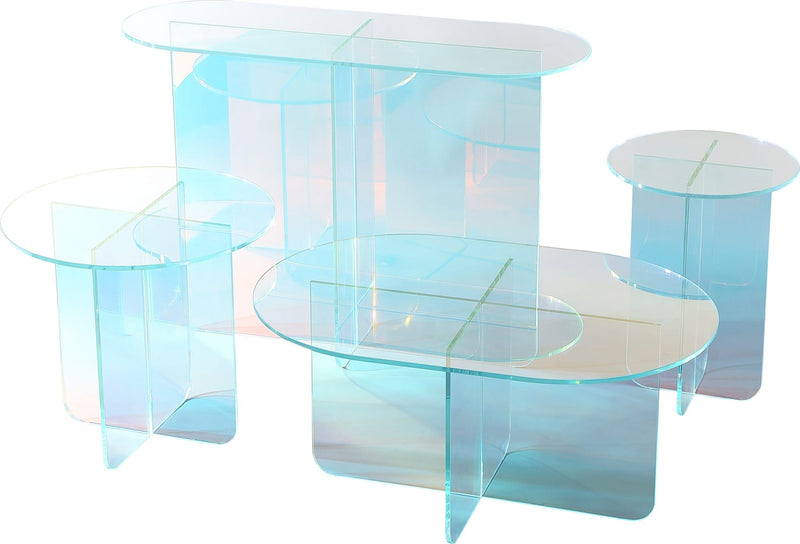 Fomo Small End Table in Iridescent Glass