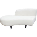 Vesper Curved Armless Left Chaise in Faux White Shearling w/ Black Wood Leg Base