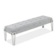 Signature Beds & Benches - Rose Velvet Accent Bench - Gray / Chrome - R&R Furniture Gallery (Fountain Valley, CA)