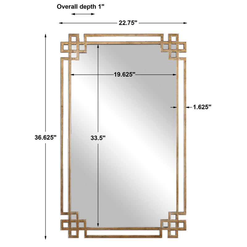 Uttermost Devoll wall mirror with antique gold finish, featuring a round frame and elegant design for stylish home decor.