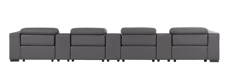 1208 - 7 Piece Leather Sofa With 4 Power Recliners And Power Headrests
