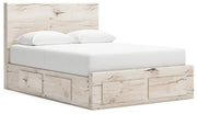Signature Design by Ashley Lawroy panel bed with built-in storage drawers, crafted in dark wood with a modern design.