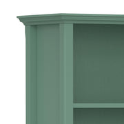 Handcrafted Amherst 5 Shelf Bookcase by Simpli-Home, showing a sturdy wooden standard bookcase with five spacious shelves.