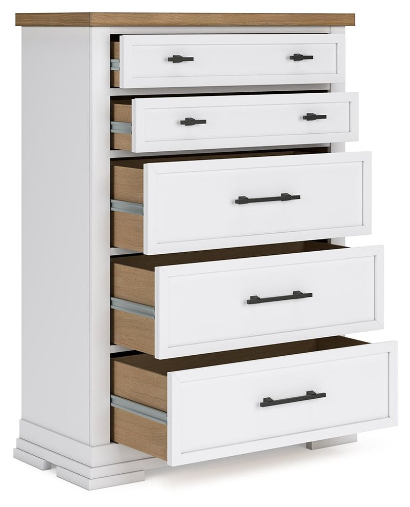 Ashbryn - Five Drawer Chest - White / Natural - R&R Furniture Gallery (Fountain Valley, CA)