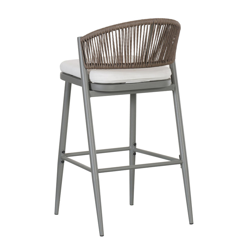 Outdoor Bar Height Metal Frame Counter Stools With Scallop Shaped Backrest & Water Resistant Cushions - R&R Furniture Gallery (Fountain Valley, CA)