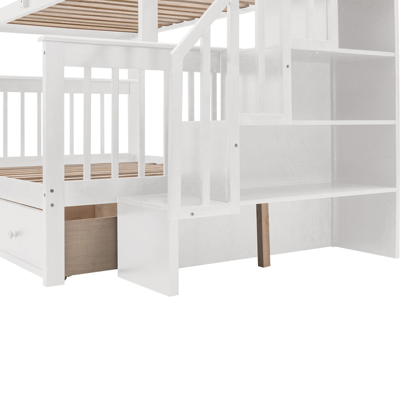 Stairway Bunk Bed With Storage And Guard Rail For Bedroom - R&R Furniture Gallery (Fountain Valley, CA)