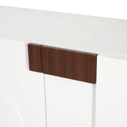 White Noble House sideboard buffet cabinet with 4 doors and adjustable shelves, wide storage unit for living or dining room.