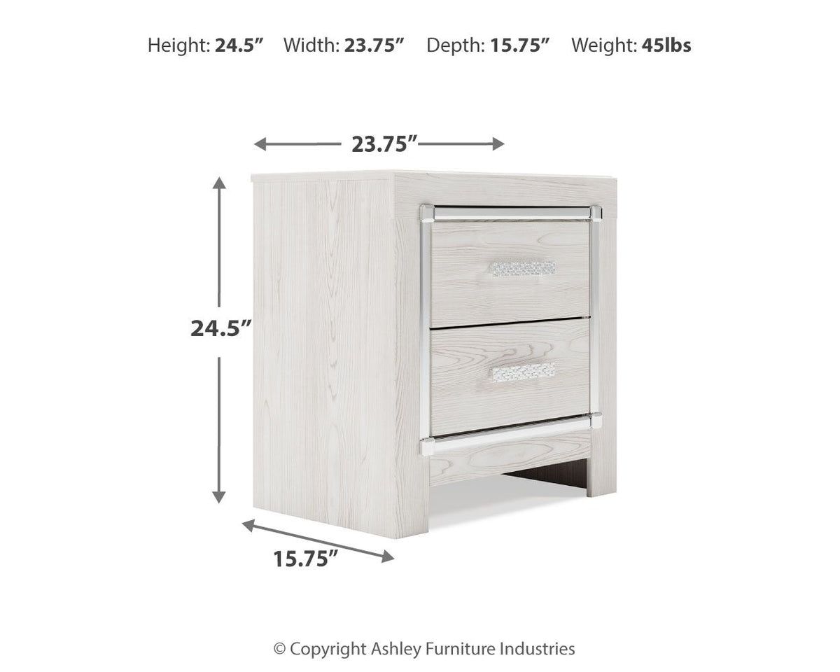 Altyra - Two Drawer Night Stand - White - R&R Furniture Gallery (Fountain Valley, CA)