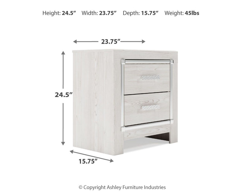 Altyra - Two Drawer Night Stand - White - R&R Furniture Gallery (Fountain Valley, CA)
