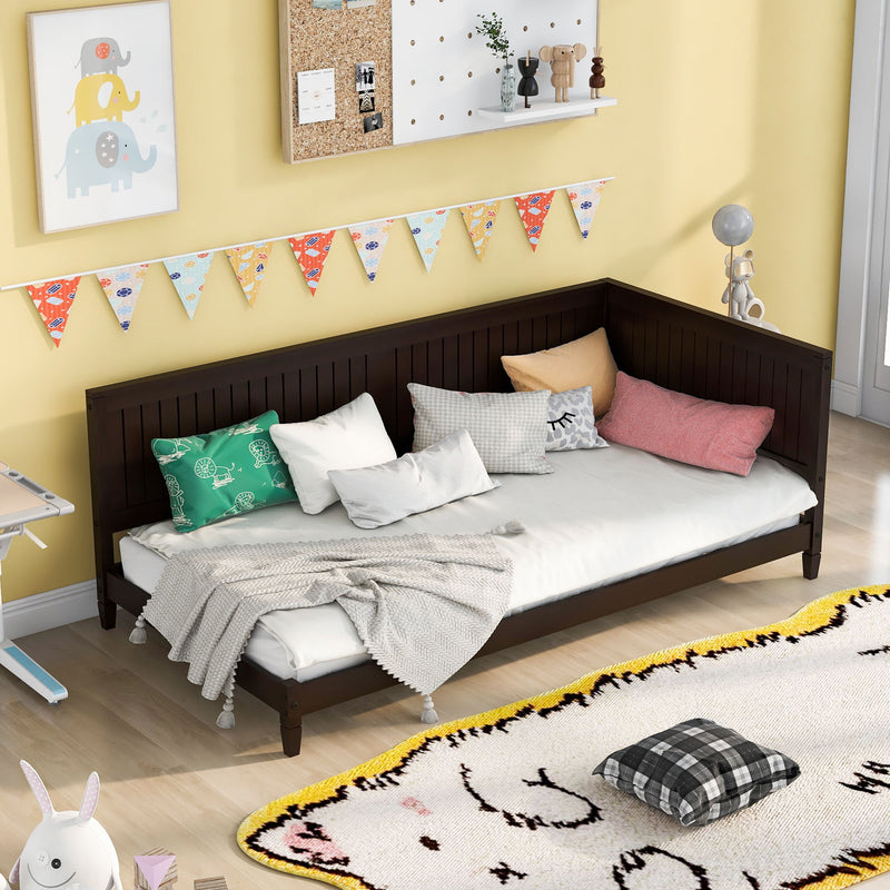 Modern DreamHaus daybed sofa bed with sleek design, featuring plush cushions and wooden legs, ideal for living rooms or guest spaces.