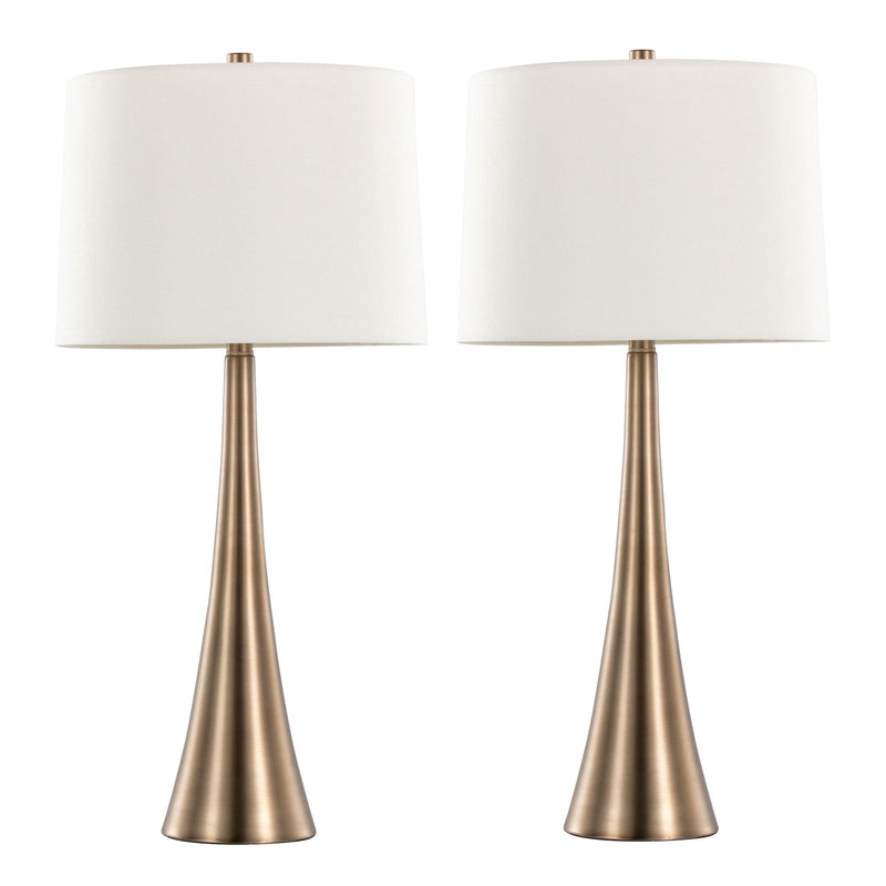 Pair of Lumi Source Diana contemporary table lamps, set of 2 with sleek modern design and neutral-colored shades.