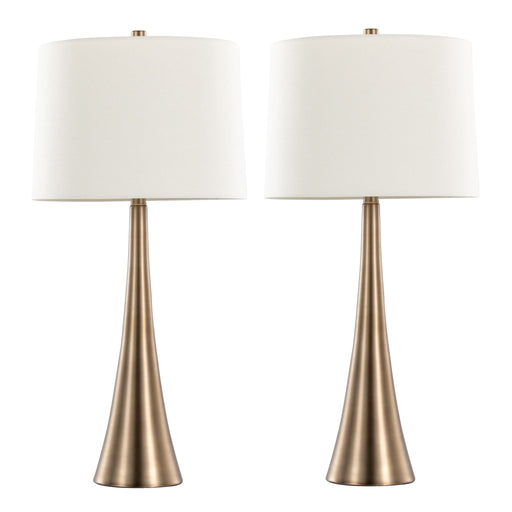 Pair of Lumi Source Diana contemporary table lamps, set of 2 with sleek modern design and neutral-colored shades.