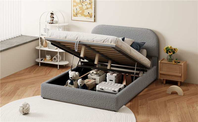 Upholstered Platform Bed With Hydraulic Storage System - R&R Furniture Gallery (Fountain Valley, CA)
