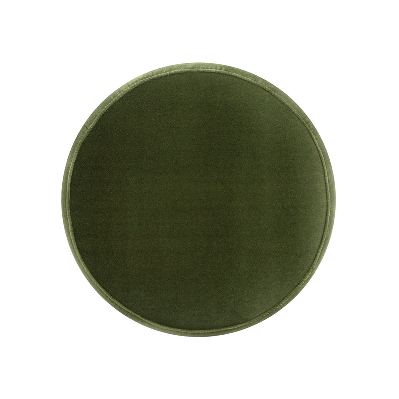 Edward - Round Upholstered Ottoman With Bullion Fringe - Olive Green - R&R Furniture Gallery (Fountain Valley, CA)