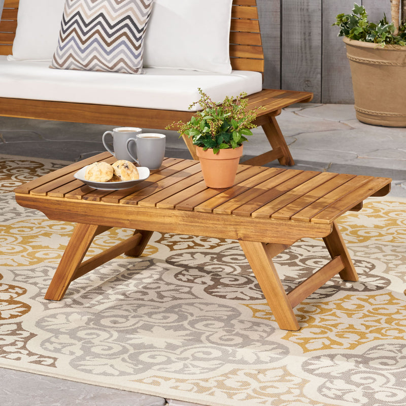 Outdoor Acacia Wood Coffee Table With Open Slat Design - R&R Furniture Gallery (Fountain Valley, CA)