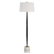Uttermost Miraz black floor lamp with sleek modern design and a tall slender stand, ideal for contemporary living spaces.