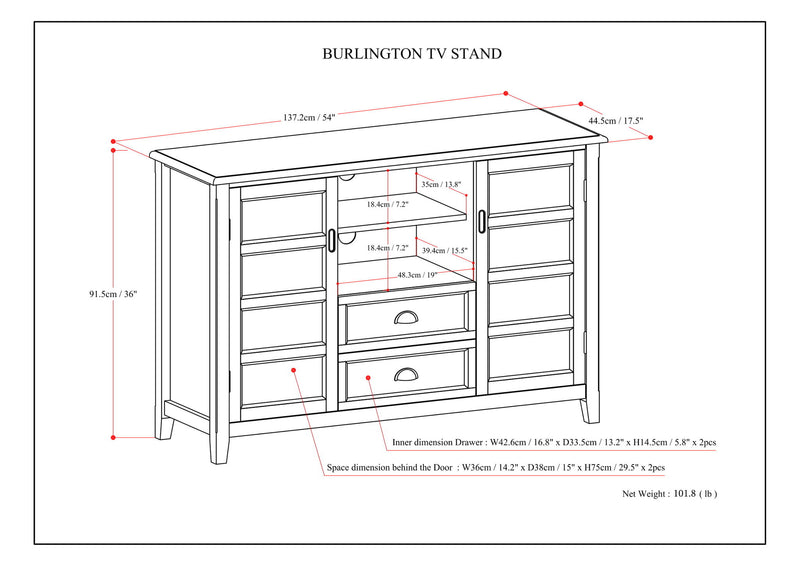 Burlington - Handcrafted Tall TV Media Stand - R&R Furniture Gallery (Fountain Valley, CA)
