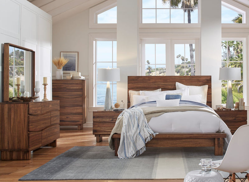 Ocean Two Drawer Solid Wood Nightstand in Natural Sengon