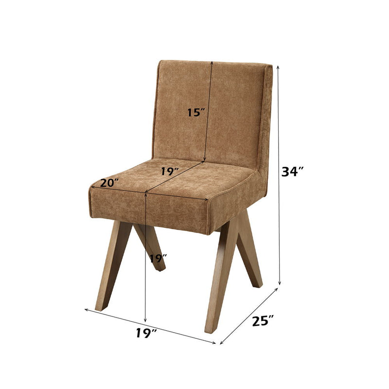 Zoey - Side Chair (Set of 2) - Chocolate Chenille & Oak - R&R Furniture Gallery (Fountain Valley, CA)