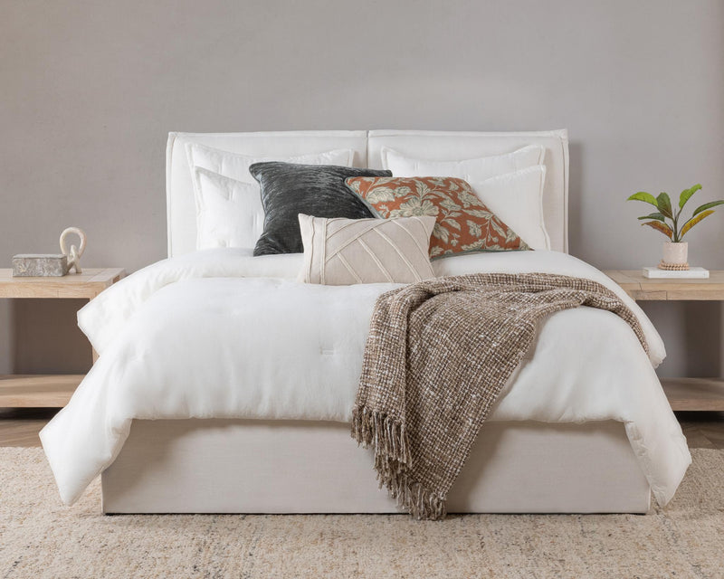 Classic Home Talia comforter set with a cozy, patterned duvet cover, matching pillow shams, and decorative throw pillows.
