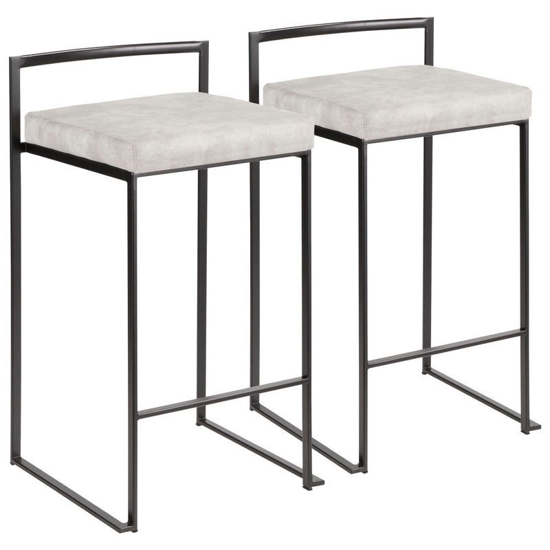 Lumi Source Fuji contemporary stackable counter stool set with modern design and wooden legs, perfect for kitchen or bar area.