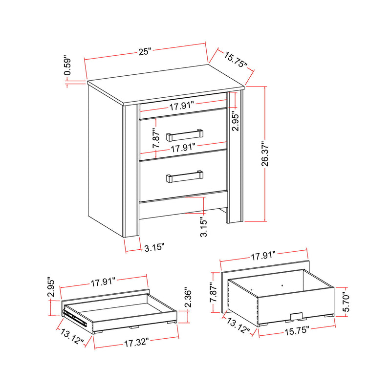 Lorenzo - Nightstand With Hidden Compartment And Handles - Silver - R&R Furniture Gallery (Fountain Valley, CA)
