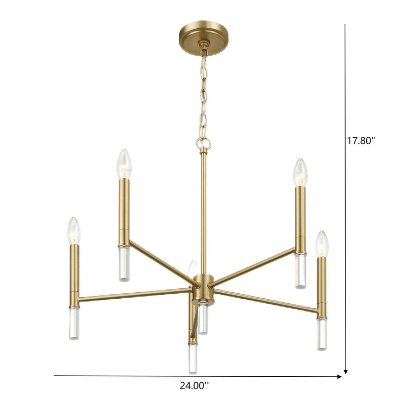Courtyard - 5 Light Candle Chandelier - Clear / Gold - R&R Furniture Gallery (Fountain Valley, CA)