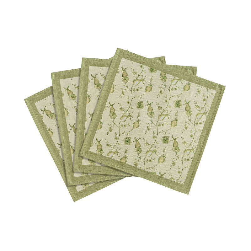 Set of four Dolce natural cotton napkins by TOV Furniture, showcasing soft, durable fabric ideal for dining table decor.