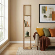Pinnacle - Shelf Floor Lamp For Bedroom / Living Room, Long Shade - Natural Wood / White - R&R Furniture Gallery (Fountain Valley, CA)