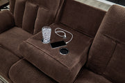 Free Wake - Reclining Power Sofa With Drop Down Table - Chocolate - R&R Furniture Gallery (Fountain Valley, CA)