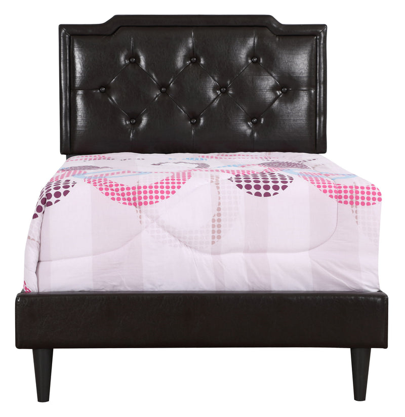 Button tufted upholstered bed by Glory Furniture with a cozy, plush design, perfect for stylish and comfortable bedroom spaces.