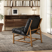 Oxford Leather Mid-Century Modern Accent Chair - Noir Black - R&R Furniture Gallery (Fountain Valley, CA)