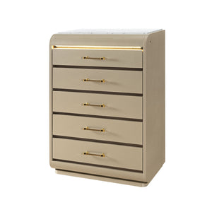 Gigi - Chest With LED Lights Chest, 5 Drawers, LED Lighting, Rounded Edges - Gold