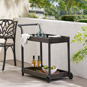 Resin Wicker Bar Cart With Metal Frame - Brown - R&R Furniture Gallery (Fountain Valley, CA)