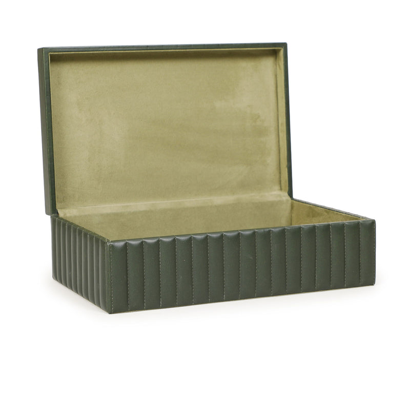 Eton - Ribbed Vegan Leather Hospitality Grade Storage Box - Green - R&R Furniture Gallery (Fountain Valley, CA)