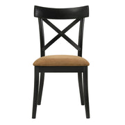 Hillary - Side Chair (Set of 2) - Brown Leather Aire, Walnut & Black - R&R Furniture Gallery (Fountain Valley, CA)