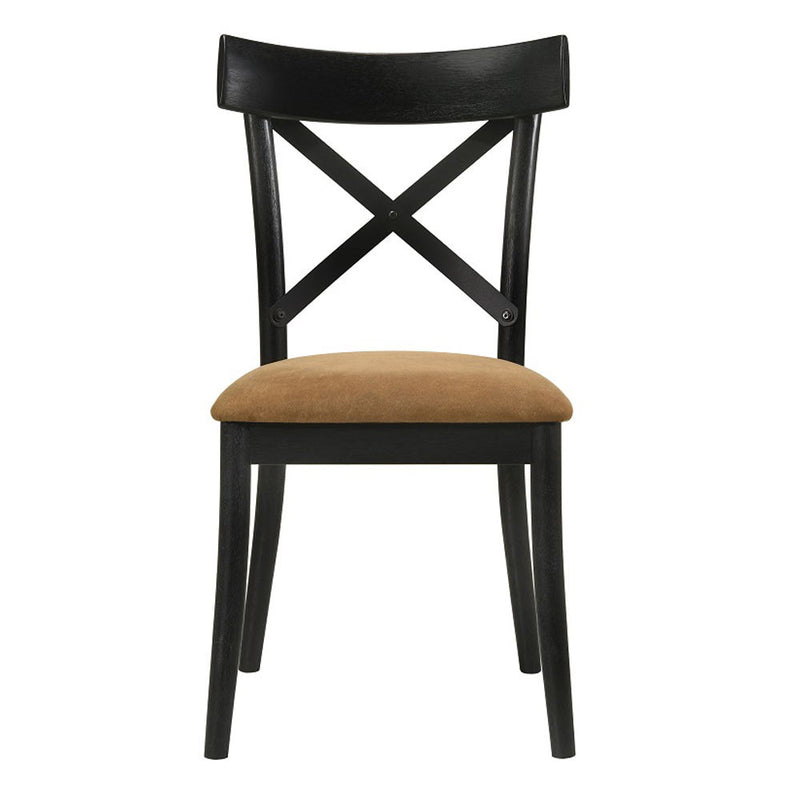 Hillary - Side Chair (Set of 2) - Brown Leather Aire, Walnut & Black - R&R Furniture Gallery (Fountain Valley, CA)