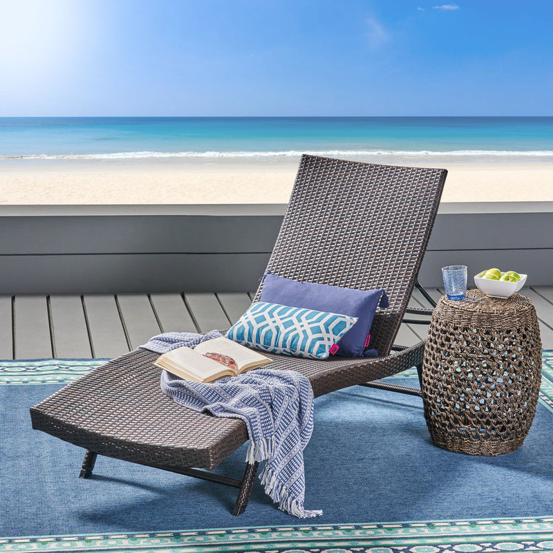 Kauai - Modern Style Pe Wicker Chaise Lounge - Brown Multi - R&R Furniture Gallery (Fountain Valley, CA)