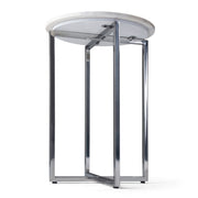 Marsden - Side Table With Polished Base - White / Silver - R&R Furniture Gallery (Fountain Valley, CA)