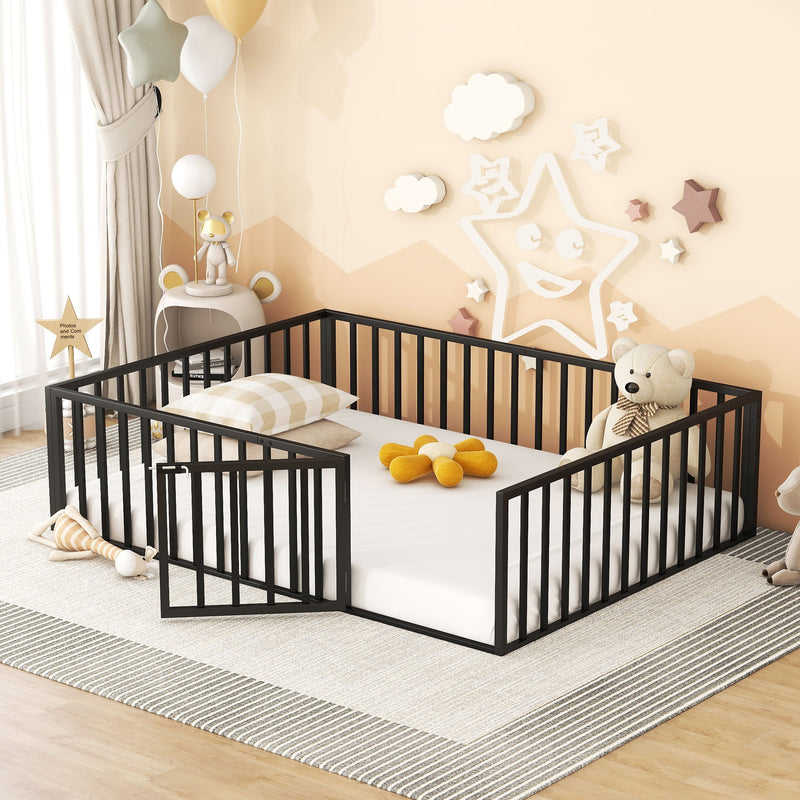 Metal Floor Bed Frame With Fence And Door - R&R Furniture Gallery (Fountain Valley, CA)