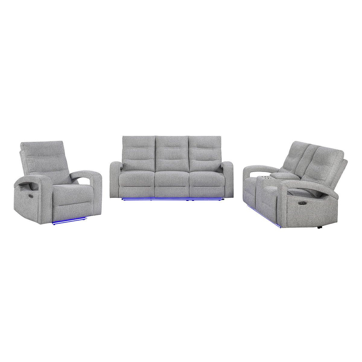 Isolde - Power Reclining Loveseat With LED Lighting - Gray