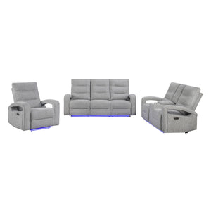 Isolde - Power Reclining Loveseat With LED Lighting - Gray