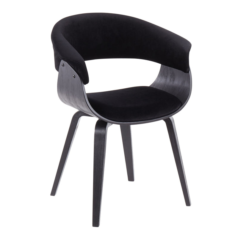 Set of two Lumi Source Vintage Mod mid-century modern dining chairs with sleek wooden legs and upholstered seats.