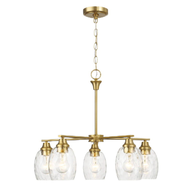 5 Lights Linear Arms With Chain Chandelier - Clear / Gold - R&R Furniture Gallery (Fountain Valley, CA)
