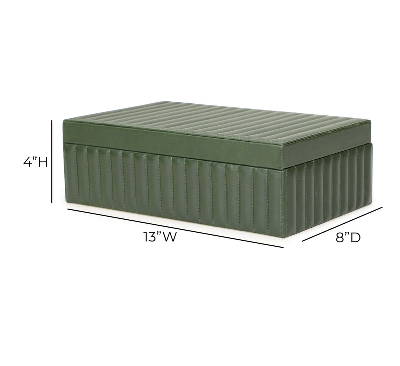 Eton - Ribbed Vegan Leather Hospitality Grade Storage Box - Green - R&R Furniture Gallery (Fountain Valley, CA)