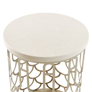 La Marisia - Marble Chairside Table - Creamy Pearl / Champagne - R&R Furniture Gallery (Fountain Valley, CA)